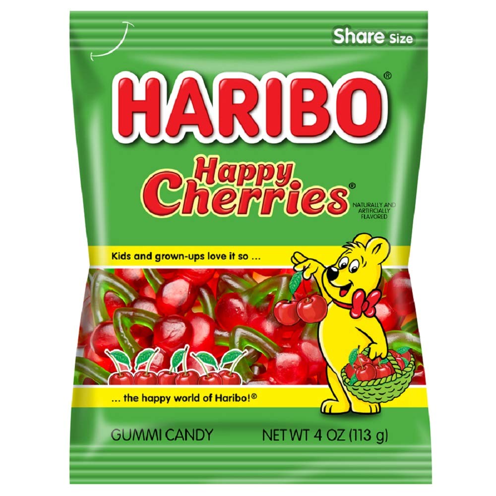 Haribo Gummi Candy, Happy-Cherries, 4 oz. Bag