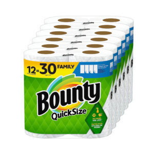 Bounty Quick-Size Paper Towels, White, 12 Family Rolls = 30 Regular Rolls