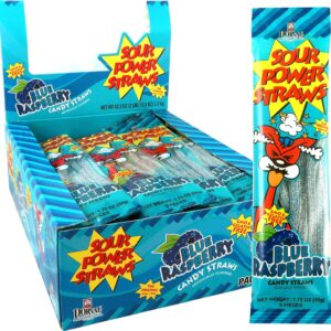 Sour Power Candy Straws, Blue Raspberry, 24-Count