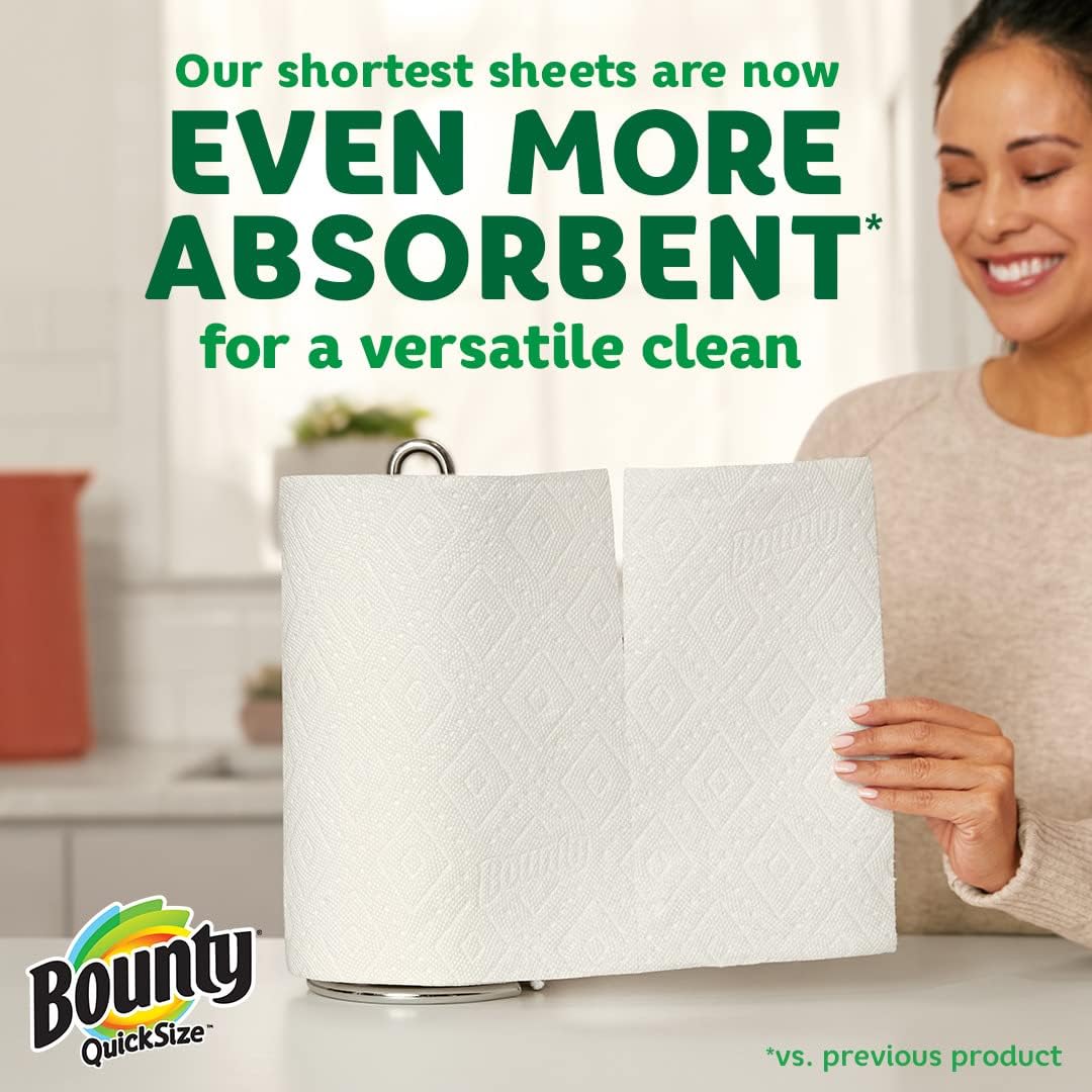 Bounty Quick-Size Paper Towels, White, 12 Family Rolls = 30 Regular Rolls - Image 3