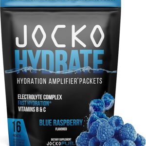 Jocko Fuel Electrolyte Powder | Low Sugar | Fast Hydration | Blue Raspberry Packets