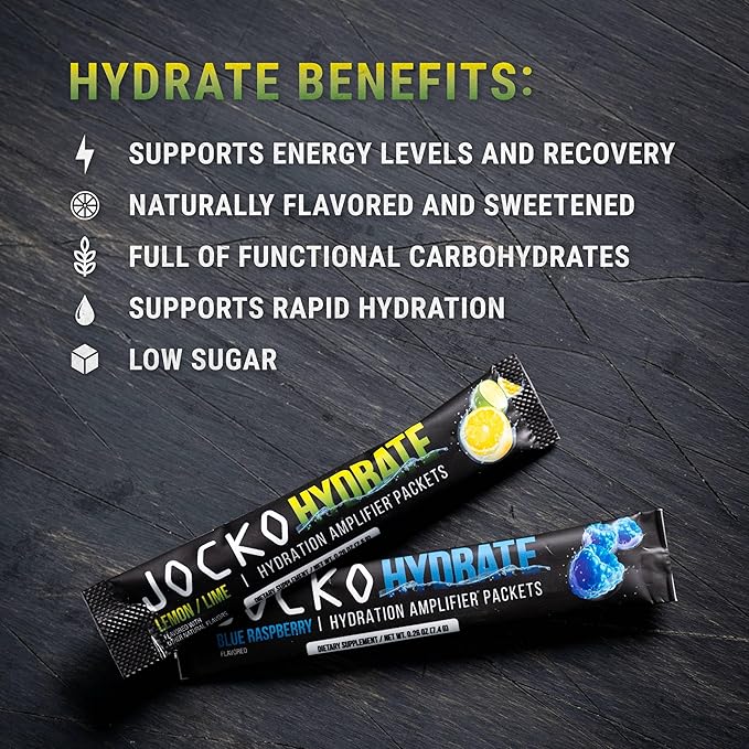 Jocko Fuel Electrolyte Powder | Low Sugar | Fast Hydration | Blue Raspberry Packets - Image 2